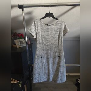 Tahari Black and White Textured Mini Dress